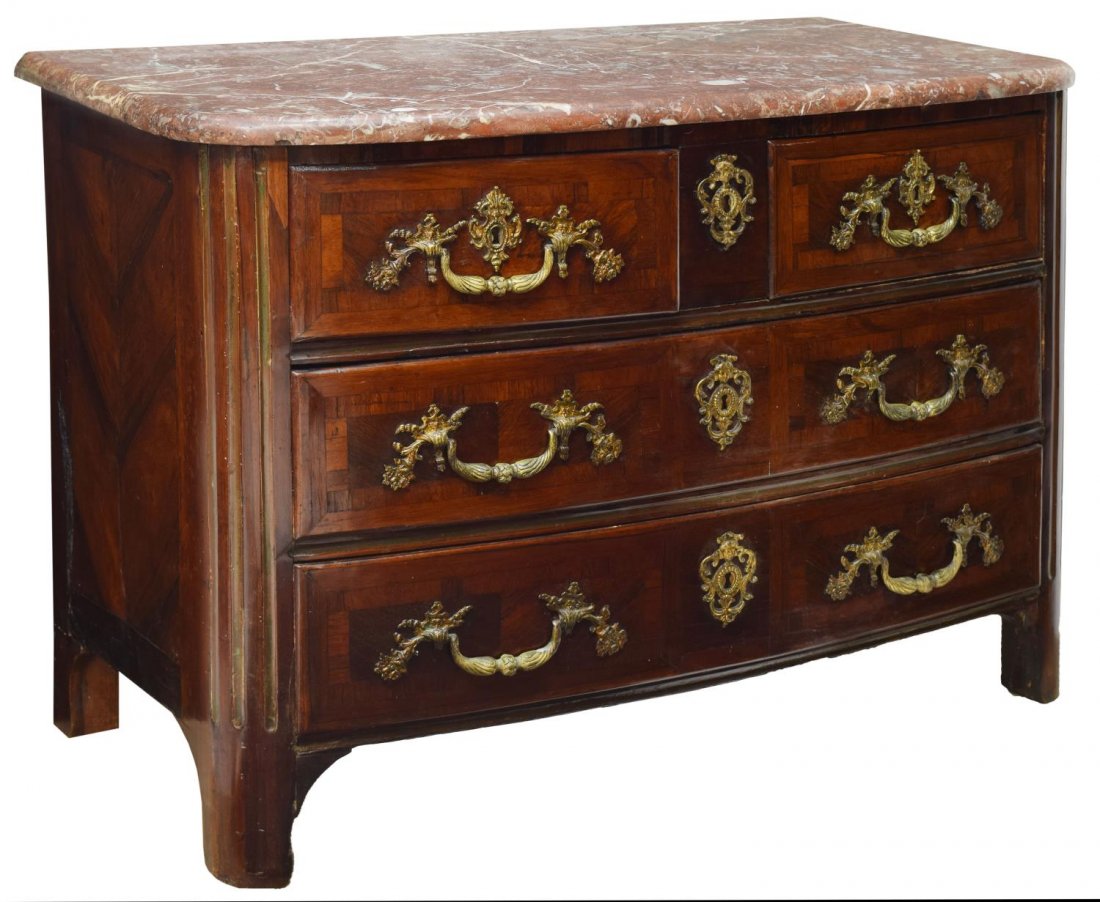FRENCH LOUIS XIV MARBLE TOP COMMODE, C. 1700 (1 of 4)