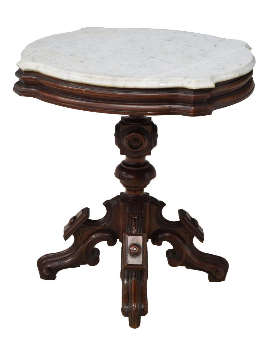 AMERICAN MARBLE TOP PARLOR OR LAMP TABLE (1 of 3)
