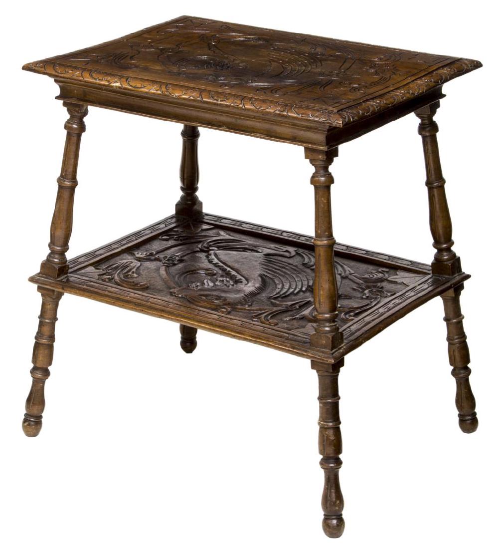 ITALIAN RENAISSANCE REVIVAL CARVED TWO-TIER TABLE (1 of 3)