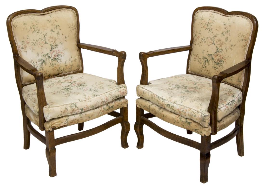 (2) FRENCH UPHOLSTERED ARMCHAIRS (1 of 2)