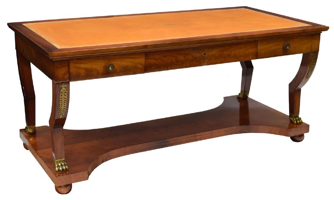 FRENCH EMPIRE STYLE LEATHER-TOP LIBRARY TABLE (1 of 4)