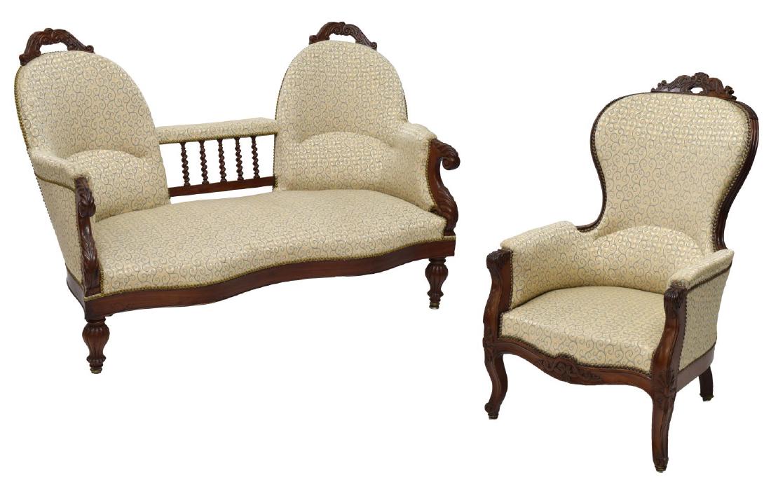 (2) FRENCH RESTORATION STYLE SETTEE & ARMCHAIR (1 of 5)