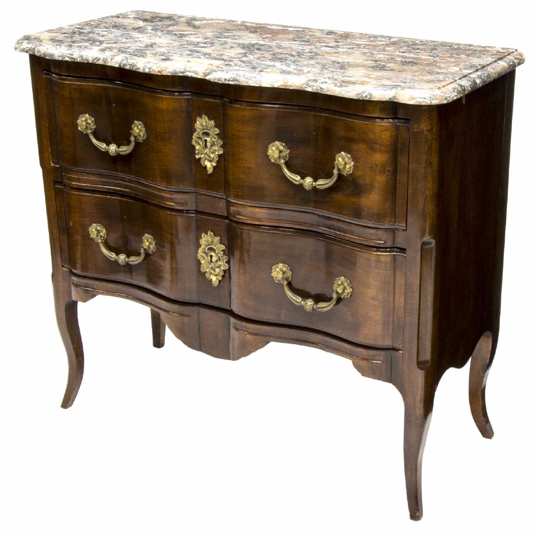LOUIS XVI STYLE MARBLE TOP SERPENTINE COMMODE (1 of 2)