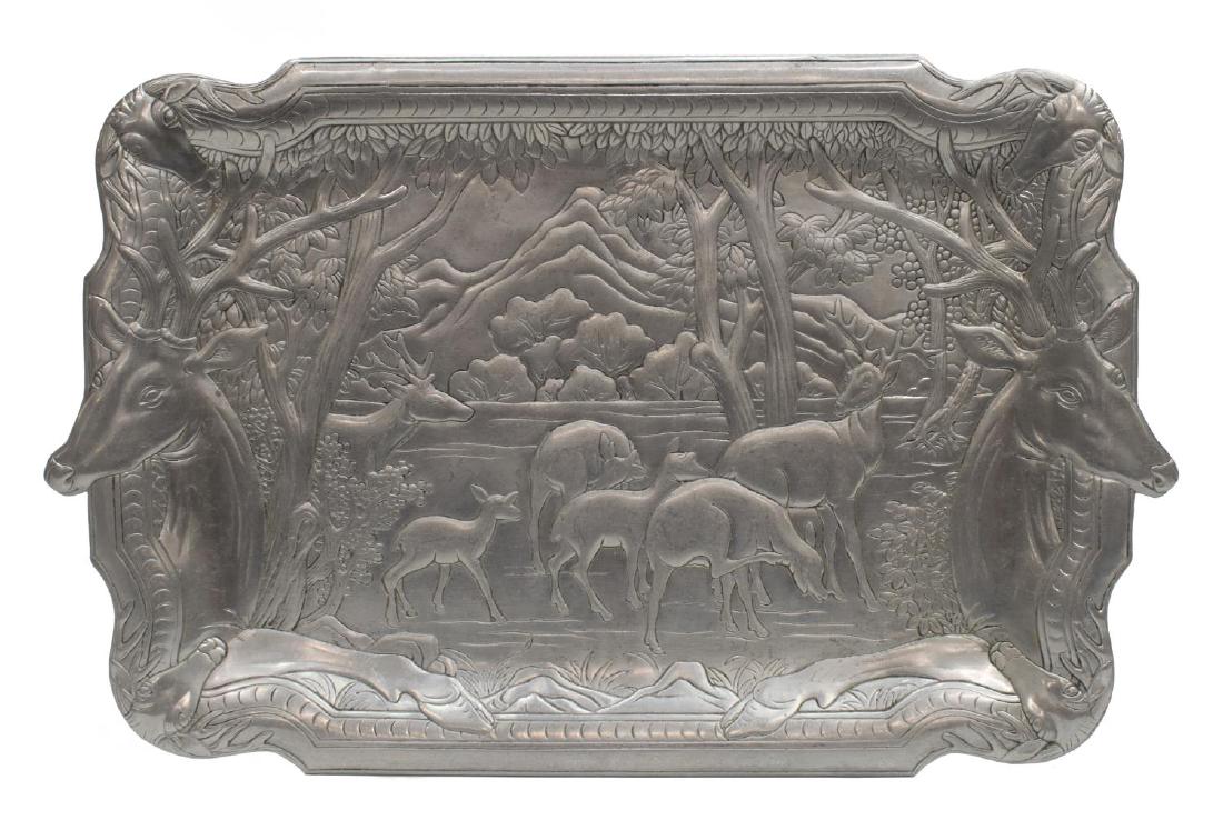 VINTAGE ARTHUR COURT ALUMINUM STAG SERVICE TRAY (1 of 5)