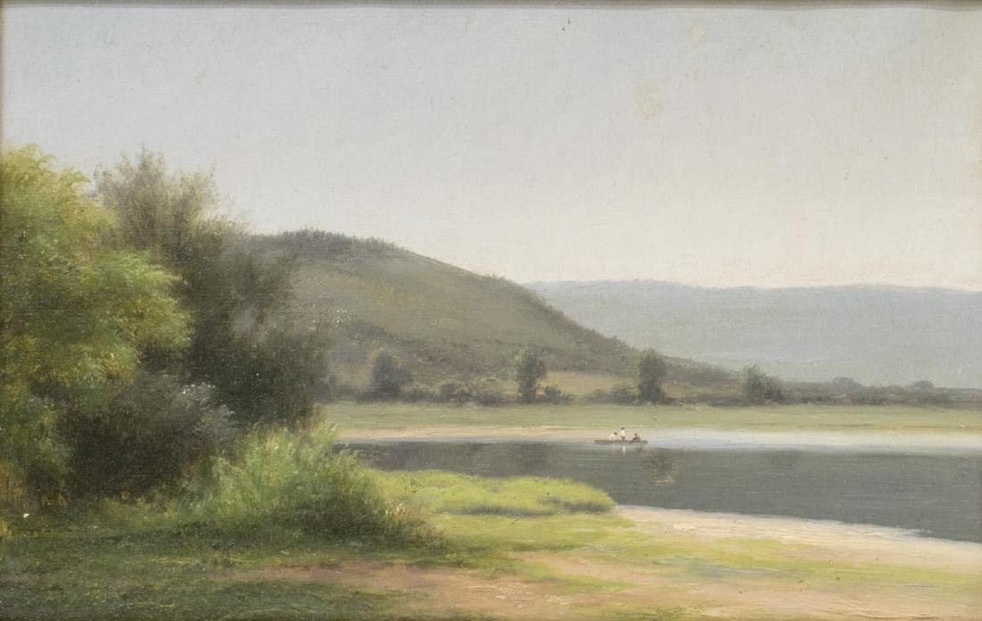 ATTRIB. MAX EGLAU (1825-1896) HILLS, LAKE PAINTING (1 of 3)