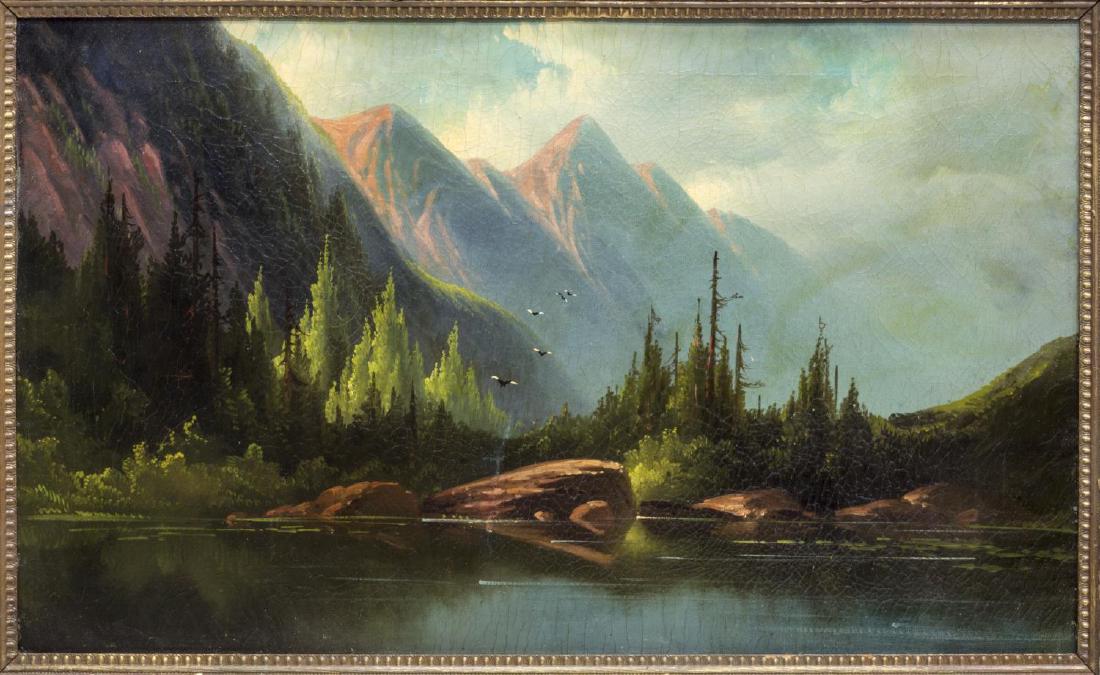 FRAMED PAINTING, MOUNTAINS & LAKE (1 of 4)