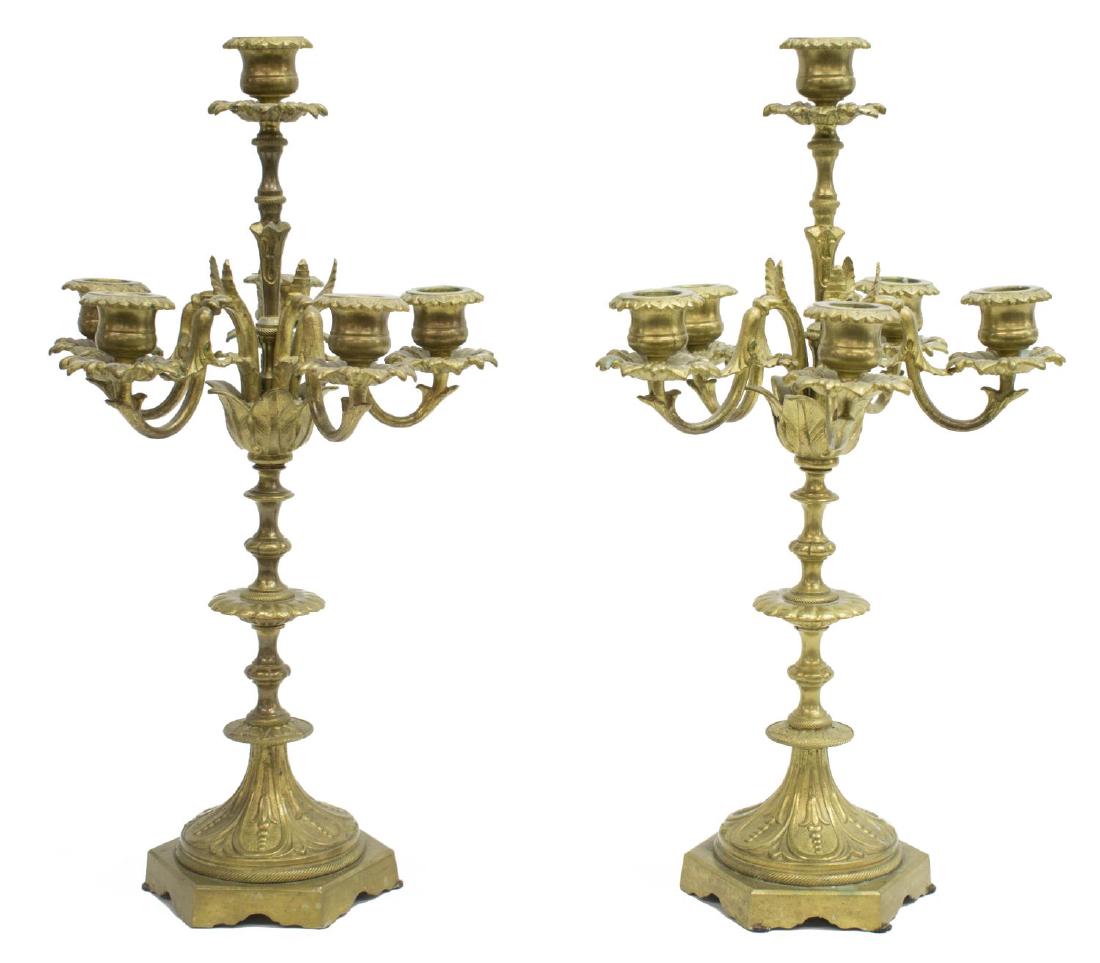(2) CONTINENTAL GILT BRASS SIX-LIGHT CANDELABRA (1 of 3)