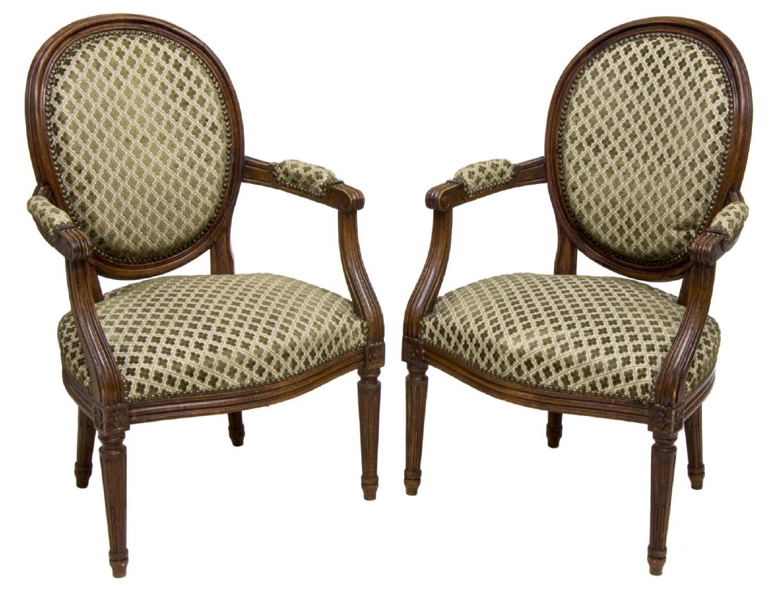 (2) LOUIS XVI STYLE UPHOLSTERED ARMCHAIRS (1 of 2)