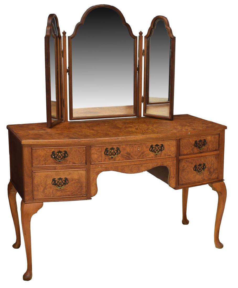 QUEEN ANNE STYLE BURLWOOD MIRRORED VANITY (1 of 4)