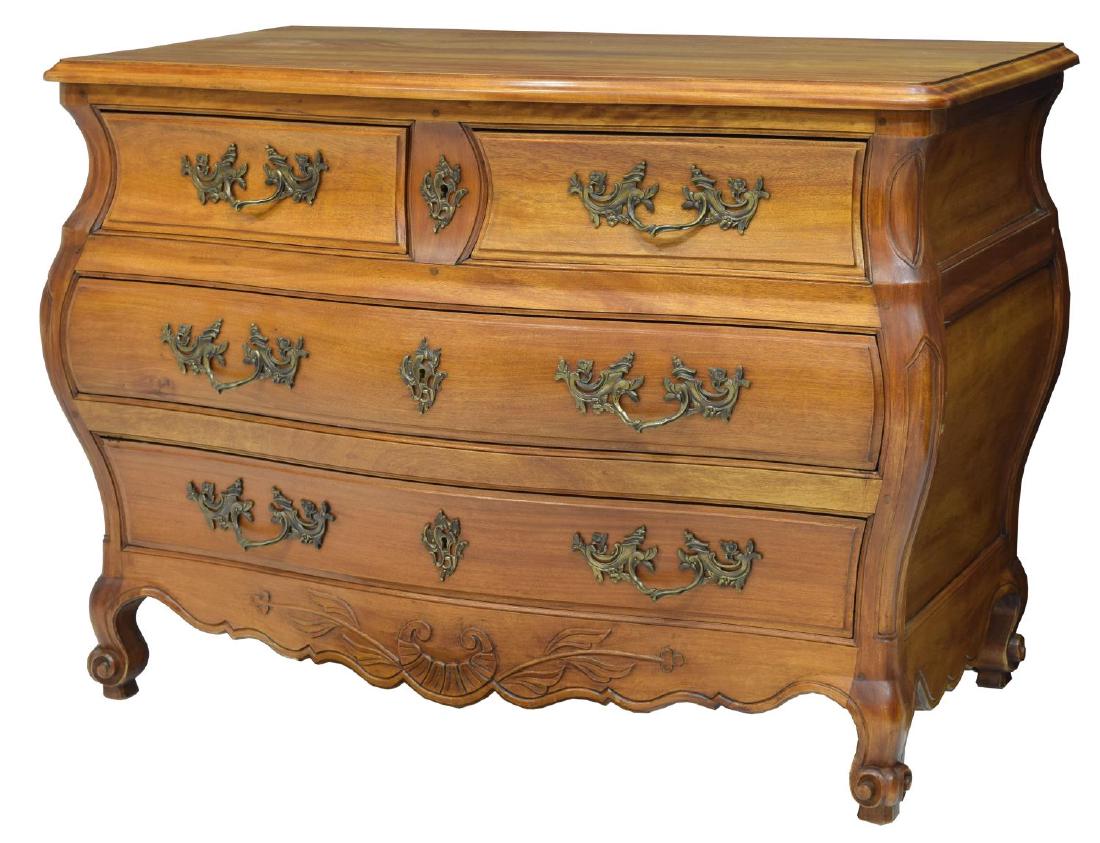 LOUIS XV STYLE MAHOGANY BOMBE COMMODE (1 of 2)