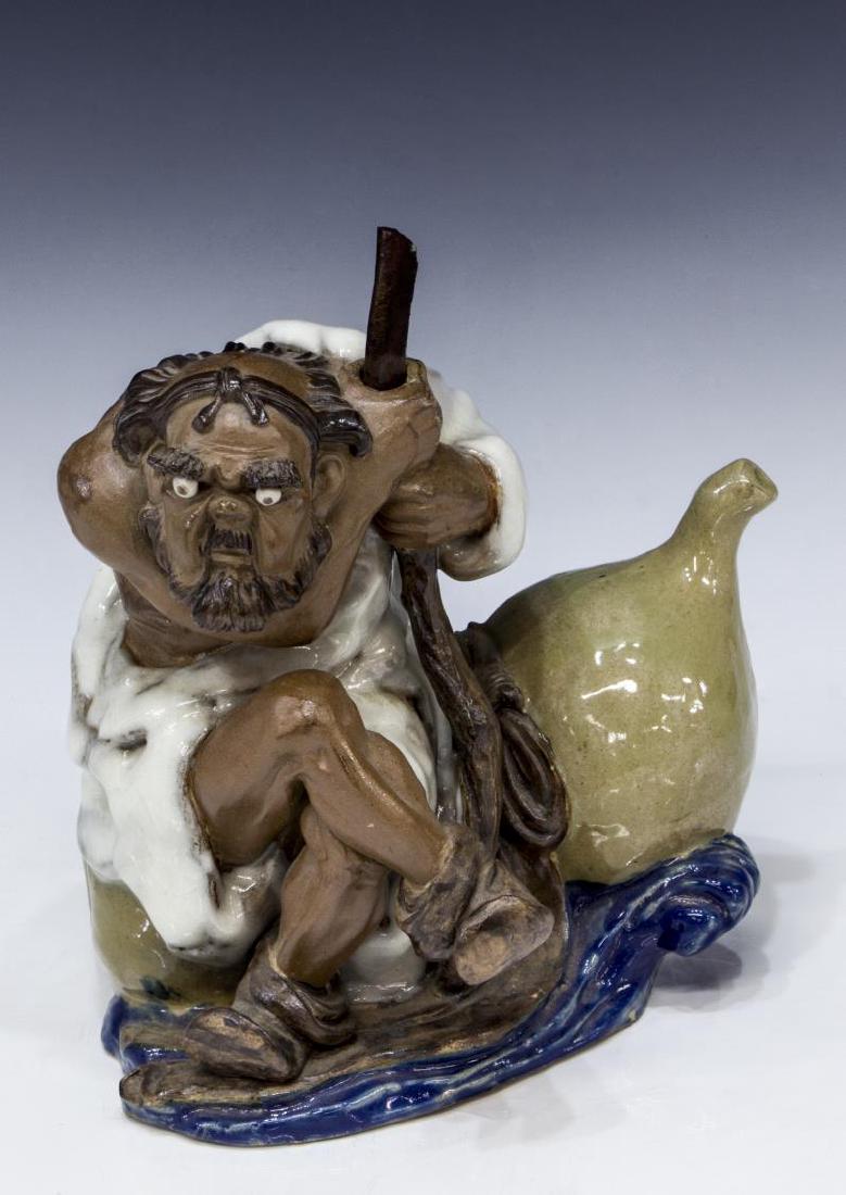 CHINESE CERAMIC ARHAT LOHAN FIGURE, PANTHA YOUNGER (1 of 5)