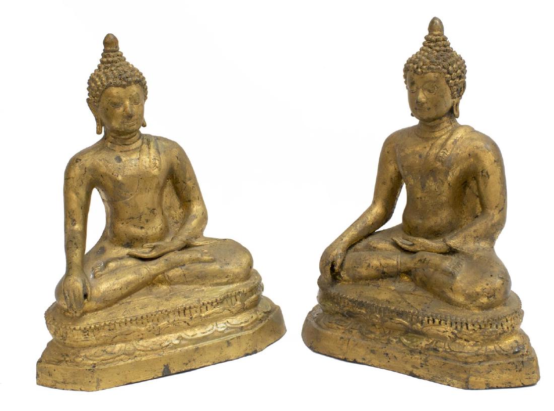 (2) GILT METAL SEATED EARTH TOUCHING BUDDHA (1 of 3)