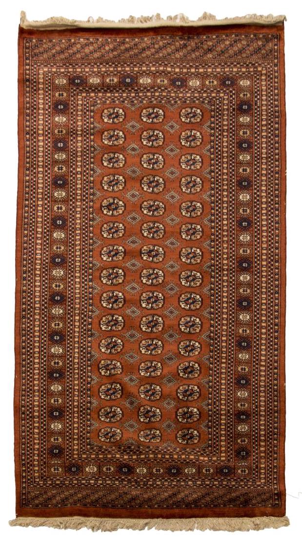 HAND-WOVEN BOKHARA SILK RUG, 4'1" x 6'4" (1 of 2)