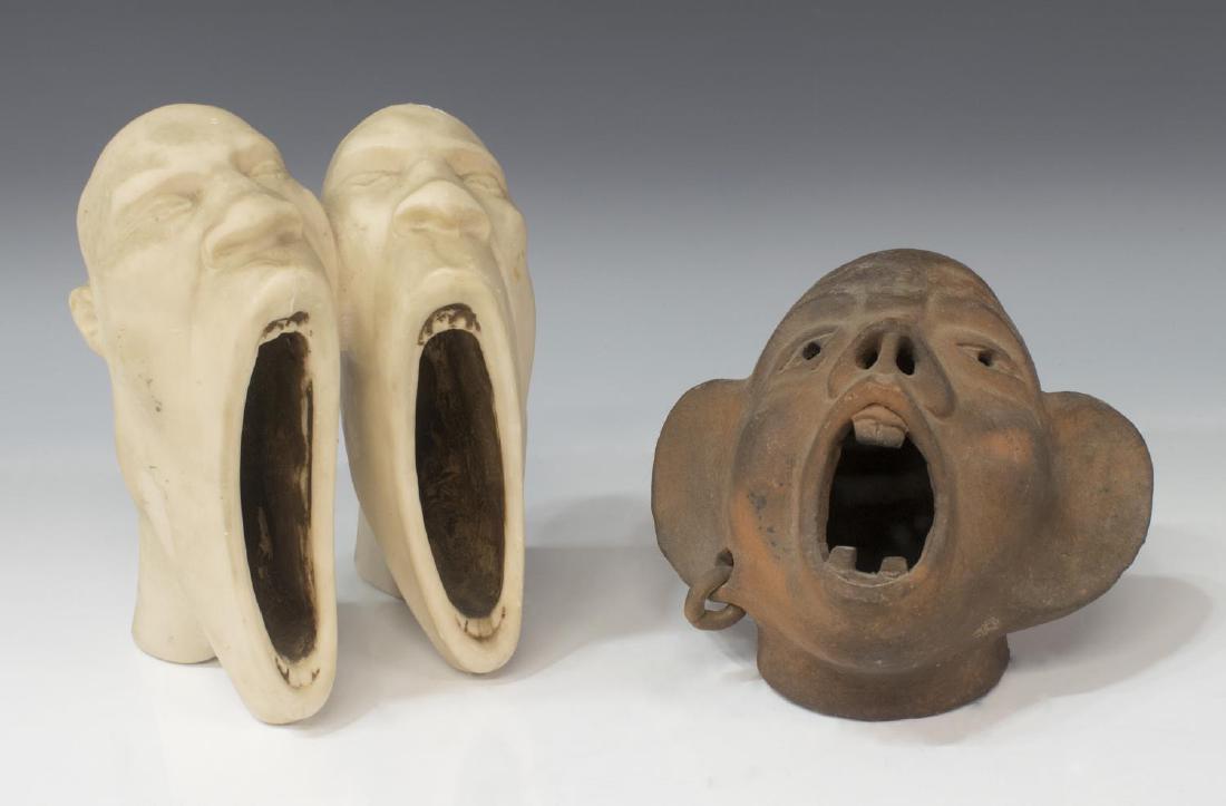 (2) GROTESQUE FACE SCULPTURES (1 of 6)