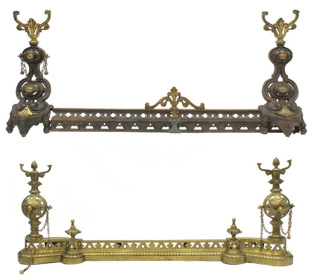 (2 SETS) ANTIQUE FRENCH IRON & GILT FIRE FENDERS (1 of 5)
