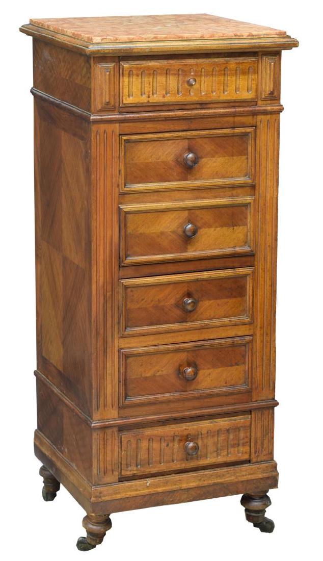 FRENCH LOUIS PHILIPPE STYLE MARBLE TOP NIGHTSTAND (1 of 4)