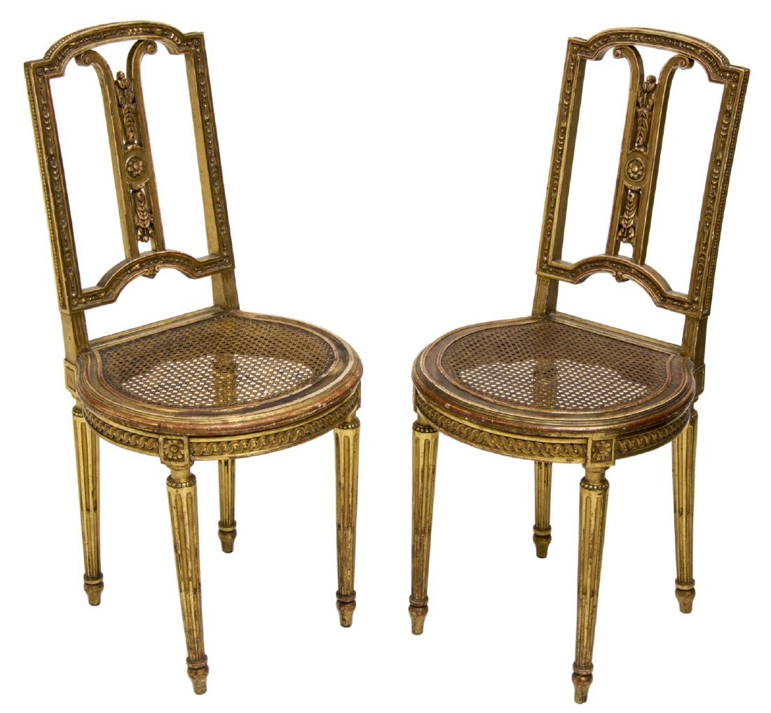 (2) FRENCH LOUIS XVI STYLE GILT WOOD CHAIRS (1 of 2)