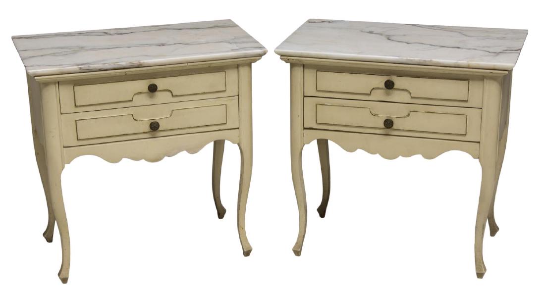 (2)LOUIS XV STYLE PAINTED MARBLE TOP SIDE CABINETS (1 of 2)