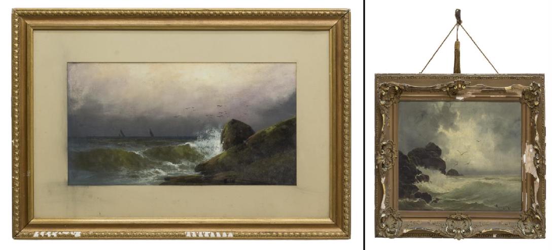 (2) FRAMED OIL & OIL PASTEL PAINTINGS, SEASCAPES (1 of 8)