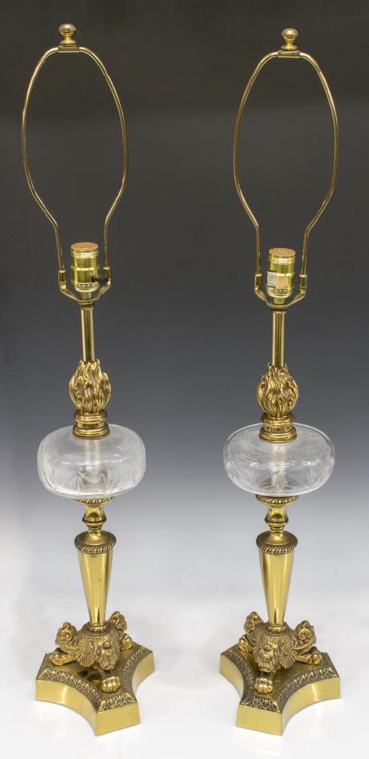(2) GILT METAL BANQUET STYLE PAW FOOT TABLE LAMPS (1 of 2)