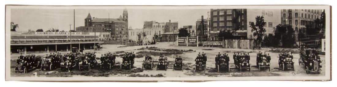 E.O. GOLDBECK (1892-1986) SAN ANTONIO FIRE, 1919: Unframed 1919 panoramic photographic print, "San Antonio Fire Department", San Antonio, Texas, ink signed lower right, E.O. Goldbeck, (Eugene Omar Goldbeck, Texas, 1892-1986), overall: 10"h, 48.5"w *P