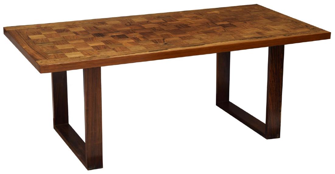 PAUL CADOVIUS (1911-2011) SOFFBORD MODEL 514 TABLE: Danish mid-century modern 'Soffbord, model 514, Governor' coffee table, c. 1960's, design by Paul Cadovius (Danish, 1911-2011) for France and Son, rosewood veneer parquetry top, applied mark as pictur