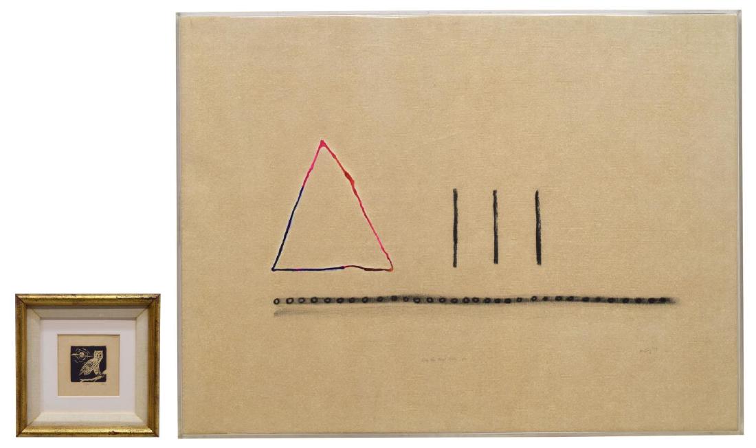 (2) GAY FAY KELLY (AUSTIN, 20TH C.) FRAMED ART: (lot of 2) Framed art, signed Gay (Gay Fay Kelly, Austin, TX, 20th c.), including: (1) "Fuji Ho Fuji Hum #17," 1978, signed and dated lower right, watercolor and charcoal on paper, approx 18.5"h, 24.5