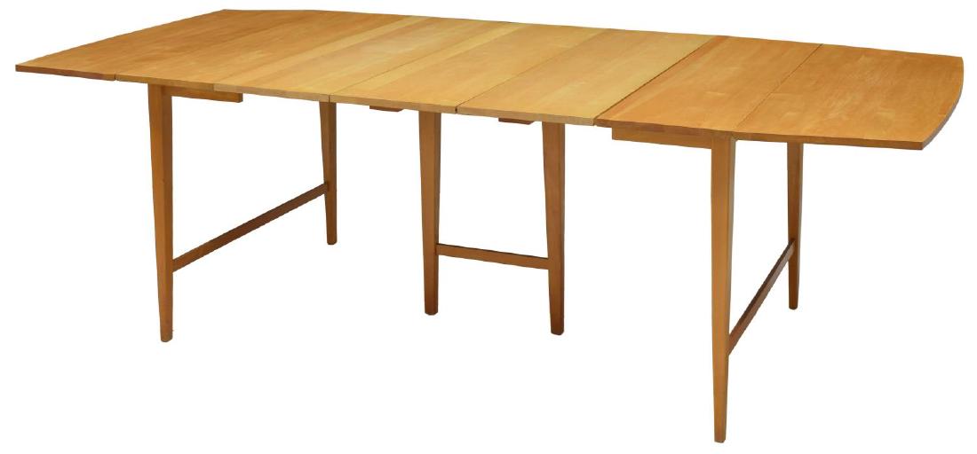 PAUL McCOBB BIRCH DROP LEAF TABLE, THREE LEAVES: paper and stampede Thonet tags at seat frame, 33"h, 17.75"w, 19"d.