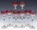 (8)MOSER STYLE CRANBERRY & GILDED STEMWARE GOBLETS