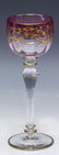 (8)MOSER STYLE CRANBERRY & GILDED STEMWARE GOBLETS - 2