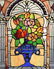 VINTAGE FLORAL PATTERNED STAINED GLASS WINDOW - 2