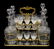 FRENCH DORE BRONZE & CRYSTAL TANTALUS SET - 7