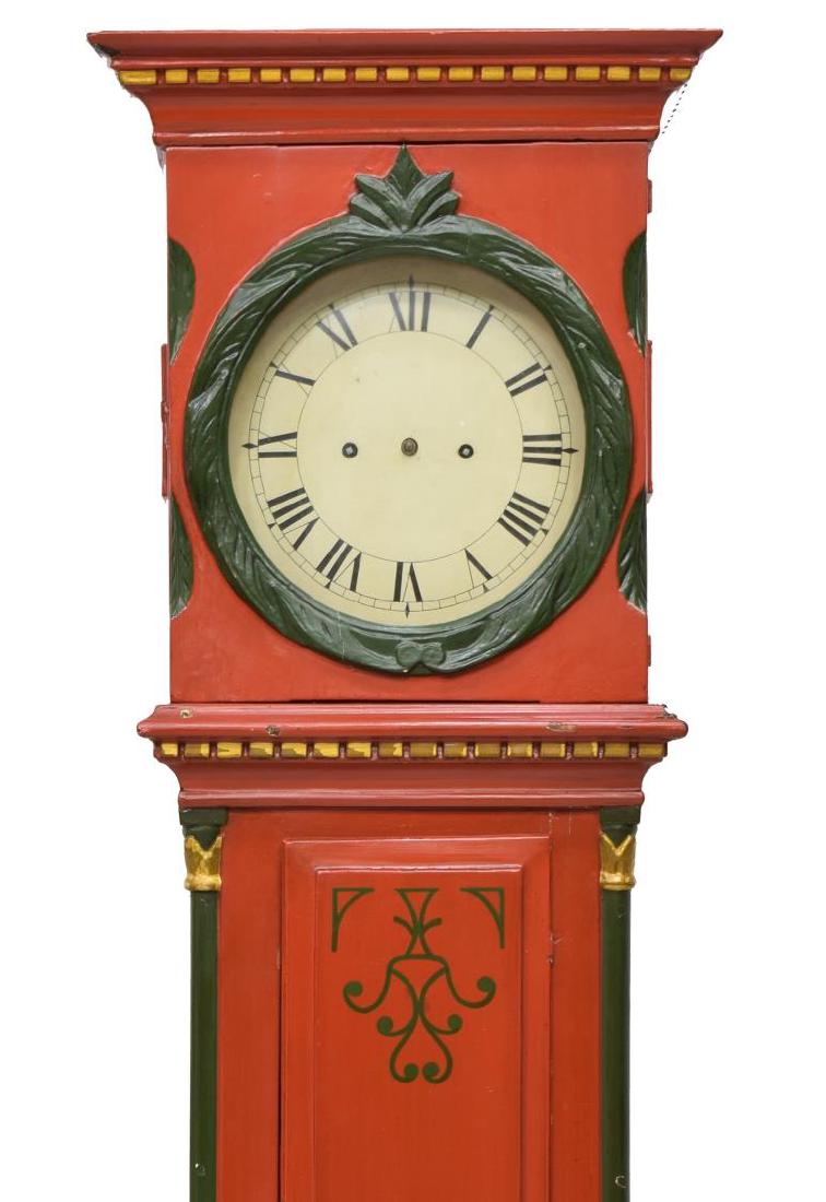 DANISH EMPIRE BORNHOLM PAINTED GRANDFATHER CLOCK