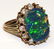ESTATE BLACK OPAL, DIAMOND, ENAMEL, 14KT GOLD RING