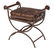 KLISMOS STYLE IRON BENCH W/ TOOLED LEATHER CUSHION