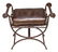KLISMOS STYLE IRON BENCH W/ TOOLED LEATHER CUSHION - 2