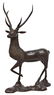 LARGE CHINESE PATINATED BRONZE FIGURE OF A DEER
