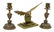 (3) GERMAN BRONZE CANDLESTICKS & EAGLE ON ONYX