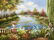 OIL PAINTING, GARDEN POND WITH LILY PAD