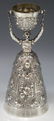 (2) GERMAN SILVERPLATE FIGURAL WEDDING CUP & TRAY - 6