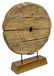 CHINESE CARVED WOOD CART WHEEL ON CUSTOM STAND
