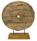 CHINESE CARVED WOOD CART WHEEL ON CUSTOM STAND - 2