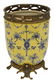 PORCELAIN URN ON BRASS STAND, FLORAL & FAUNA DECOR - 2