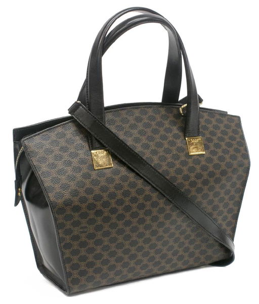 Vintage Celine Trapeze Bag Black Macadame Canvas