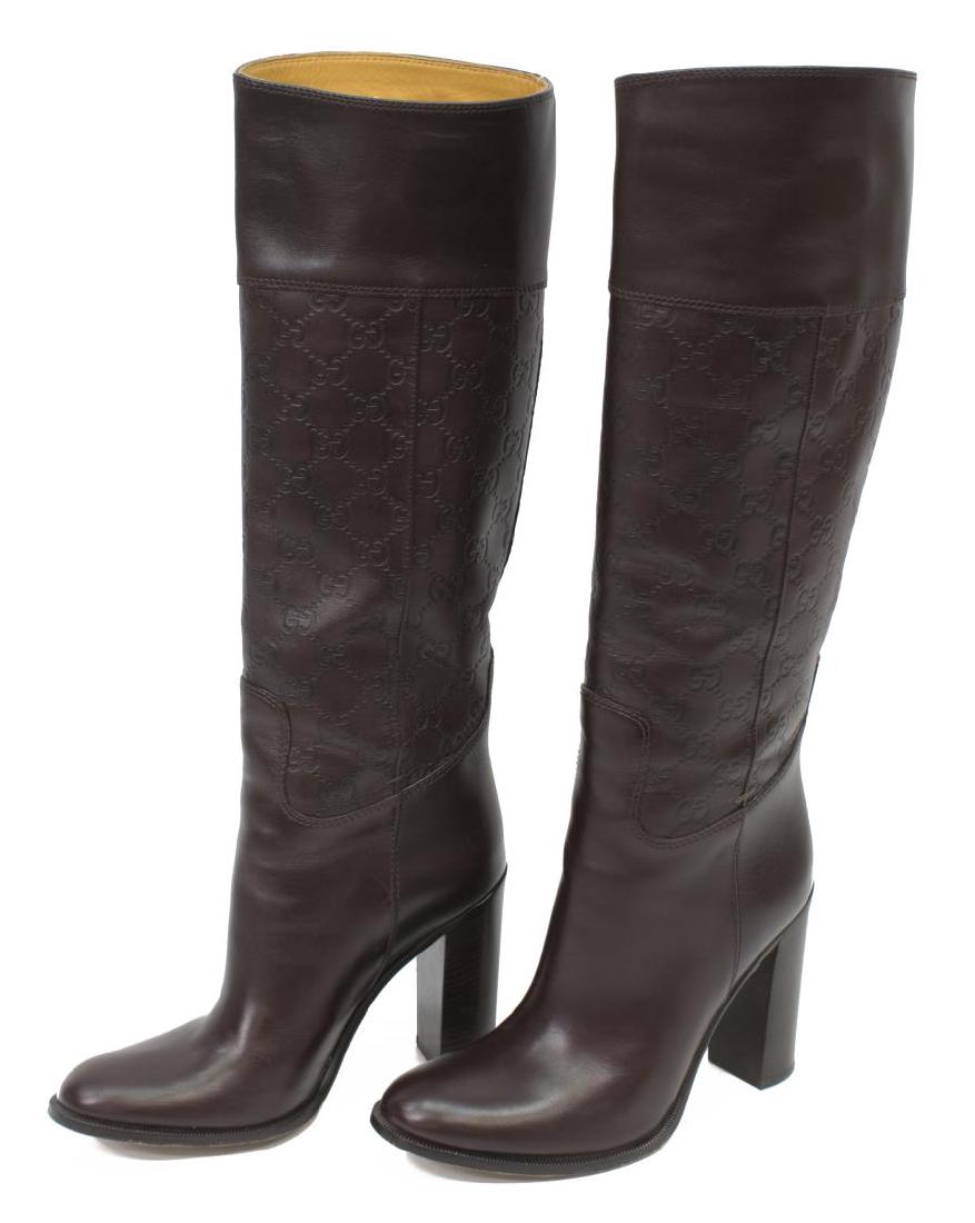 GUCCI CHOCOLATE BROWN GUCCISSIMA HIGH BOOTS (1 of 5)