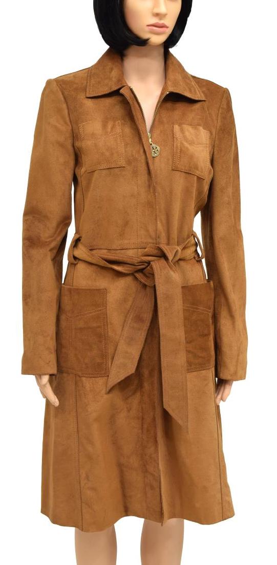 TORY BURCH BROWN SUEDE BELTED TRENCH COAT (1 of 5)