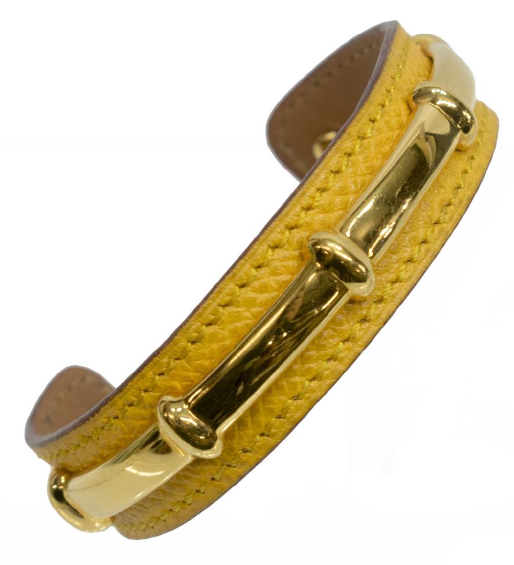 HERMES YELLOW EPSOM & GILT METAL BANGLE BRACELET (1 of 3)