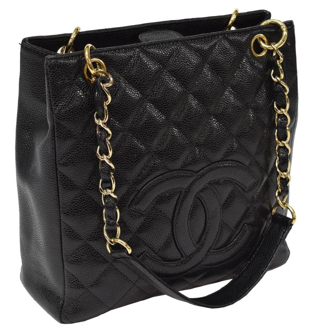 CHANEL BLACK QUILTED CAVIAR LEATHER TOTE BAG (1 of 4)