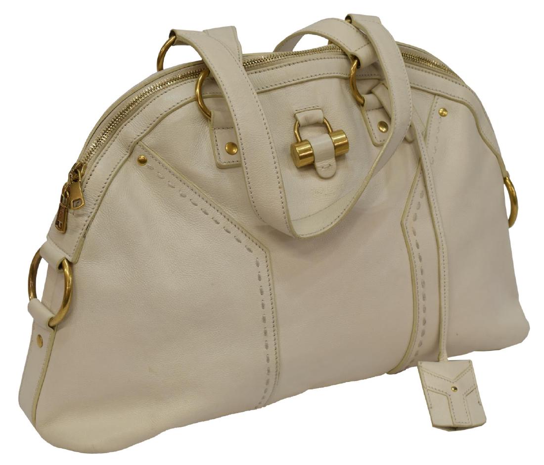 YVES SAINT LAURENT 'MUSE' WHITE LEATHER PURSE (1 of 4)
