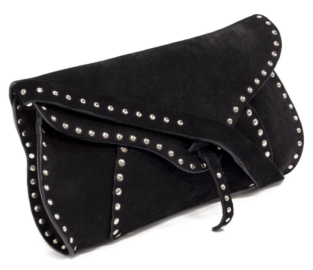 CELINE BLACK SUEDE FLAP BAG WITH STUD DETAILING (1 of 5)